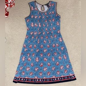 Chelsea and Theodore blue red and white dress